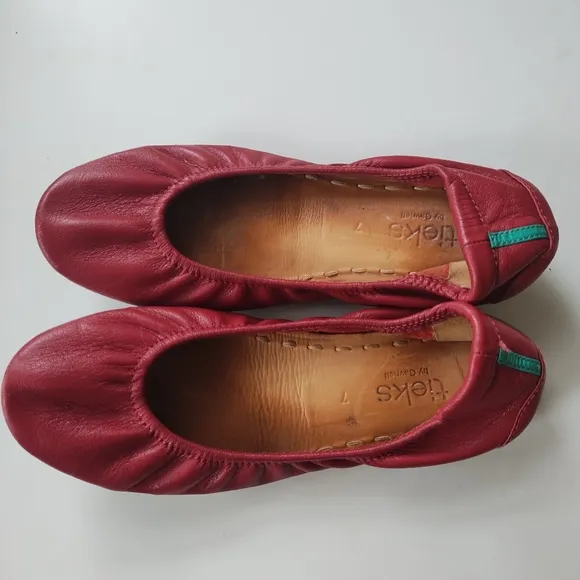Tieks Cardinal Red Leather Ballet Flats Shoes