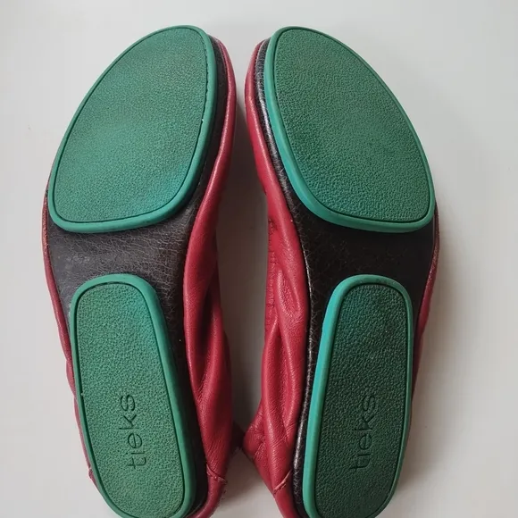 Tieks Cardinal Red Leather Ballet Flats Shoes