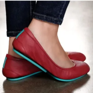 Tieks Cardinal Red Leather Ballet Flats Shoes