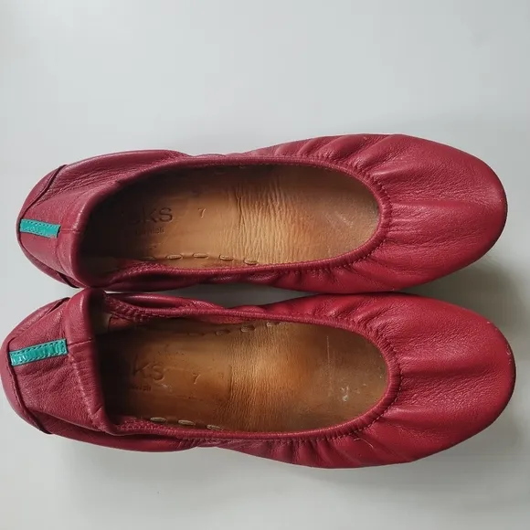 Tieks Cardinal Red Leather Ballet Flats Shoes