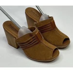 Timberland Earthkeepers Women's 8W Block Heel Shoes Peep Toe Suede Brown