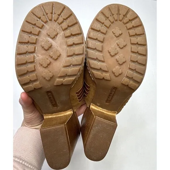 Timberland Earthkeepers Women's 8W Block Heel Shoes Peep Toe Suede Brown