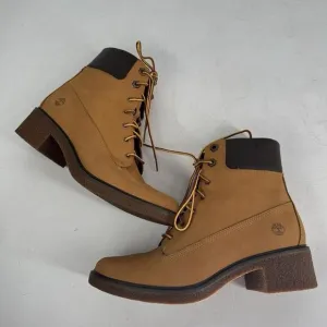 Timberland Women's 7.5 Brinda Boots Leather Lace Up Low Heel