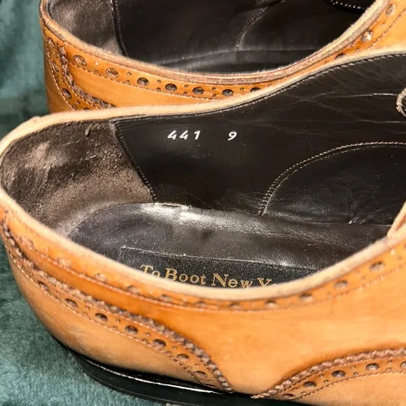 To Boot Liddell Burnished Tan Calf Wingtip Brogue Shoes EUC Made in Italy $495