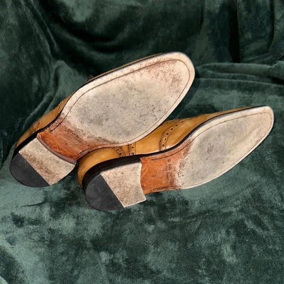 To Boot Liddell Burnished Tan Calf Wingtip Brogue Shoes EUC Made in Italy $495