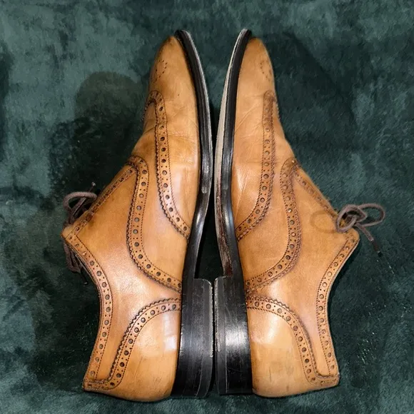 To Boot Liddell Burnished Tan Calf Wingtip Brogue Shoes EUC Made in Italy $495