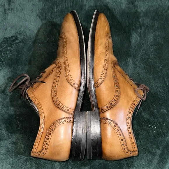 To Boot Liddell Burnished Tan Calf Wingtip Brogue Shoes EUC Made in Italy $495