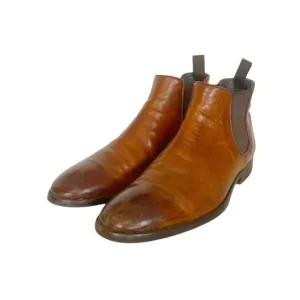 TO BOOT NEW YORK Mens Brown Wesley Round Toe Block Heel Leather Boots Shoes 10