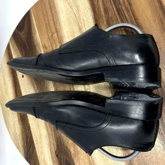 To Boot New York Double Monk Strap Men's 9 Black Leather Cap Toe Dress Shoes