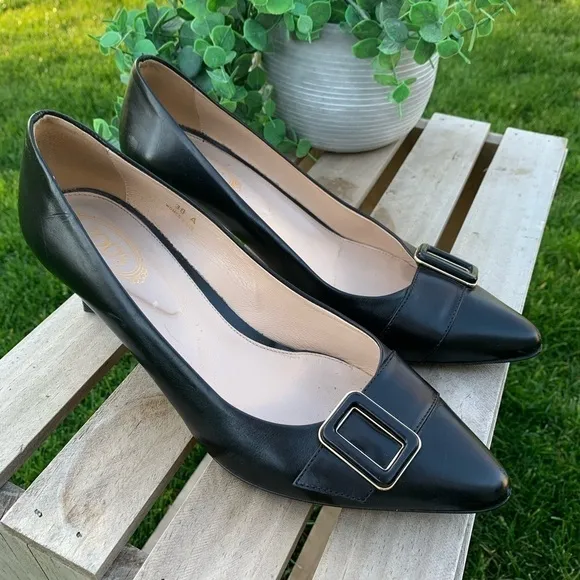TOD’S Black Leather Shoes with Buckle | Size 38 EU / 7.5 - 8 US