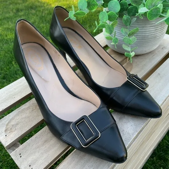 TOD’S Black Leather Shoes with Buckle | Size 38 EU / 7.5 - 8 US