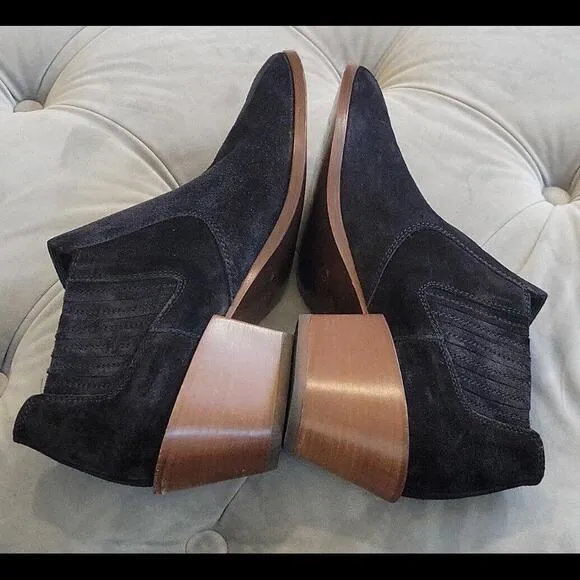 TOD'S Black Suede Low Block Heel Ankle Booties Boots Shoes Women's 39 9 $625