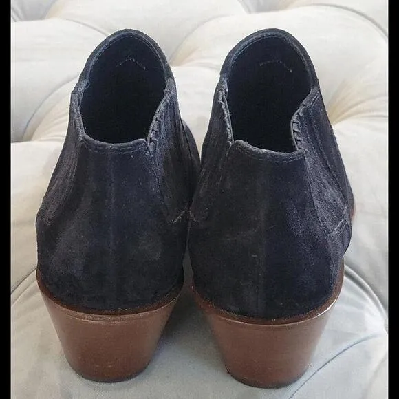 TOD'S Black Suede Low Block Heel Ankle Booties Boots Shoes Women's 39 9 $625