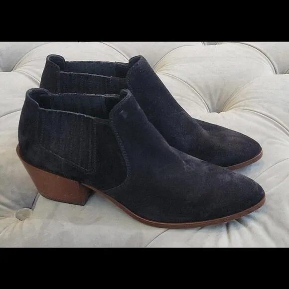 TOD'S Black Suede Low Block Heel Ankle Booties Boots Shoes Women's 39 9 $625