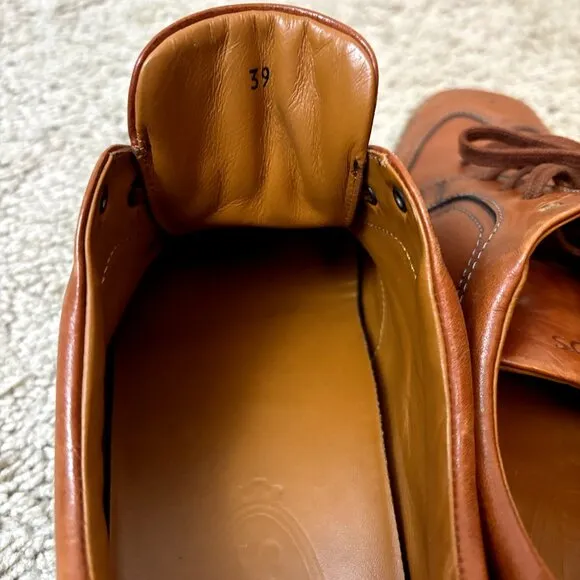 TOD'S Brown Leather Wingtip Brogues - Size 39 EU Men's Lace-Up‎ Dress Shoes