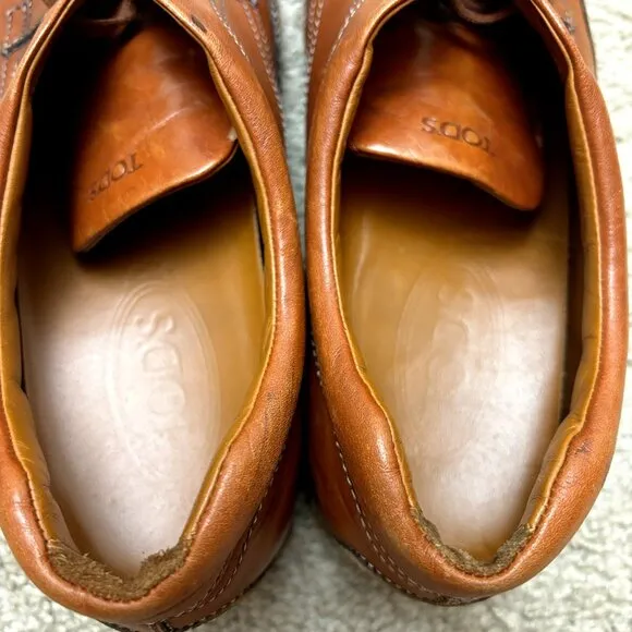 TOD'S Brown Leather Wingtip Brogues - Size 39 EU Men's Lace-Up‎ Dress Shoes