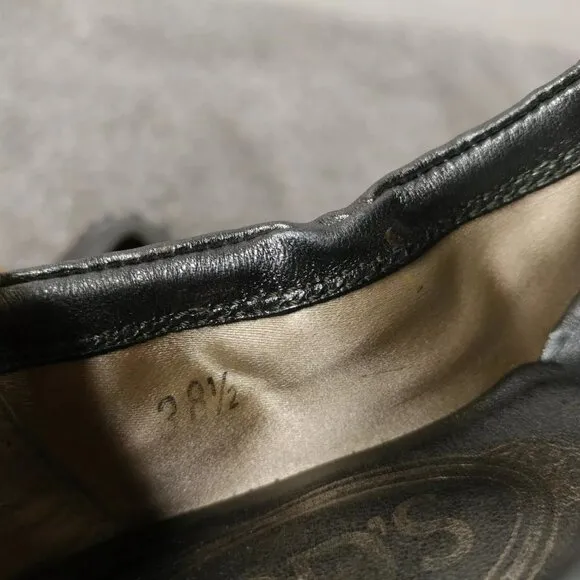 TOD'S Dee Ballet Flats Womens Size 38.5 EU Shoes Slip On Metallic Leather Buckle