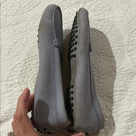 Tod’s Gray/Blue Suede Gommino  Women’s Loafers. Size 9