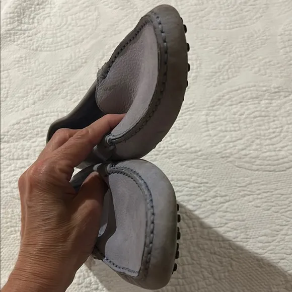 Tod’s Gray/Blue Suede Gommino  Women’s Loafers. Size 9