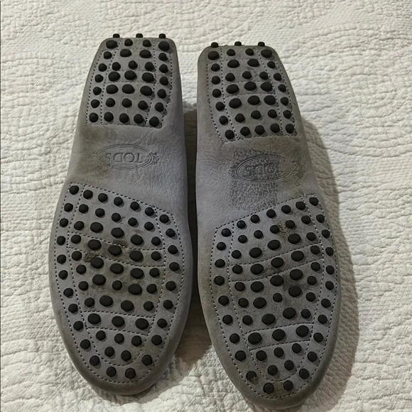 Tod’s Gray/Blue Suede Gommino  Women’s Loafers. Size 9