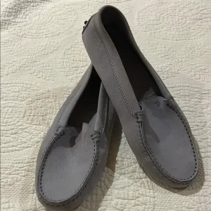 Tod’s Gray/Blue Suede Gommino  Women’s Loafers. Size 9
