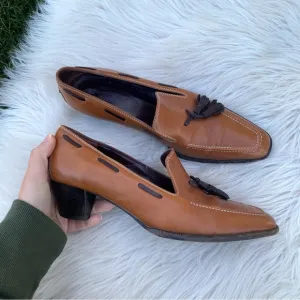Tod's Vintage Tassle Italian Block Heel Shoes 8.5