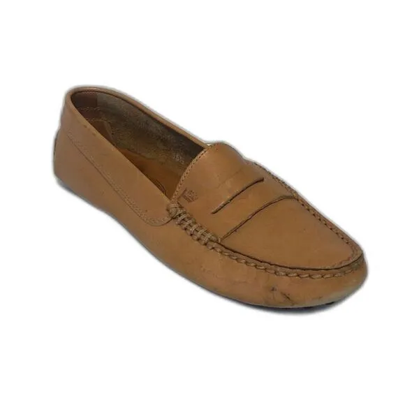 TOD'S Women's Leather Pebbling Outsoles Driving Shoes EU36.5/US6 Tan Brown Black