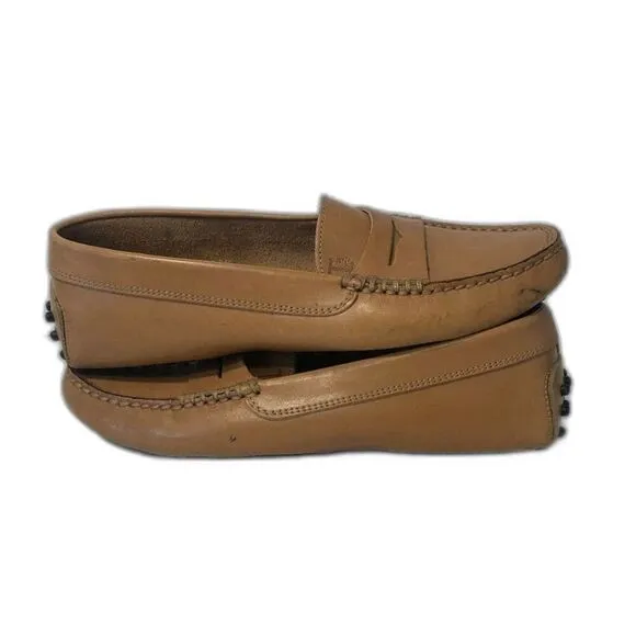 TOD'S Women's Leather Pebbling Outsoles Driving Shoes EU36.5/US6 Tan Brown Black