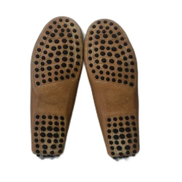 TOD'S Women's Leather Pebbling Outsoles Driving Shoes EU36.5/US6 Tan Brown Black