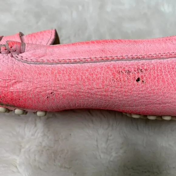 Tod's Women's Neon Pink Leather Driving Shoes Flats Loafers Size 37