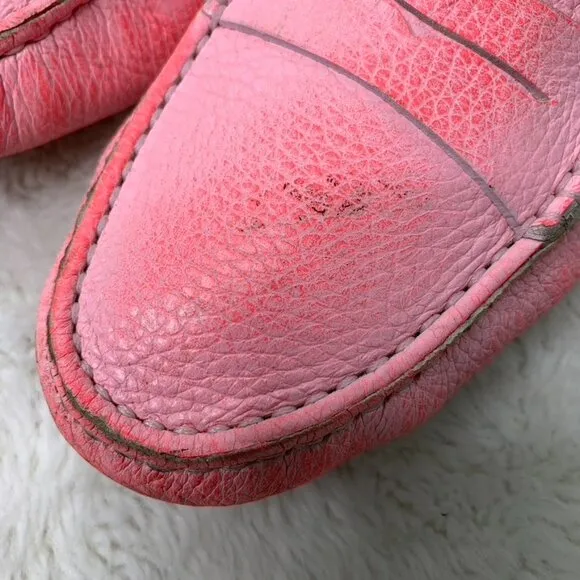 Tod's Women's Neon Pink Leather Driving Shoes Flats Loafers Size 37