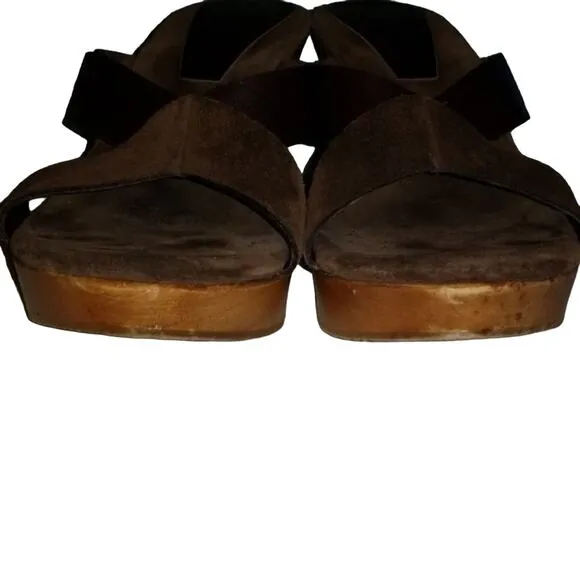 Tommy Bahama Leather/Suede Wood Platform Sandals, 10