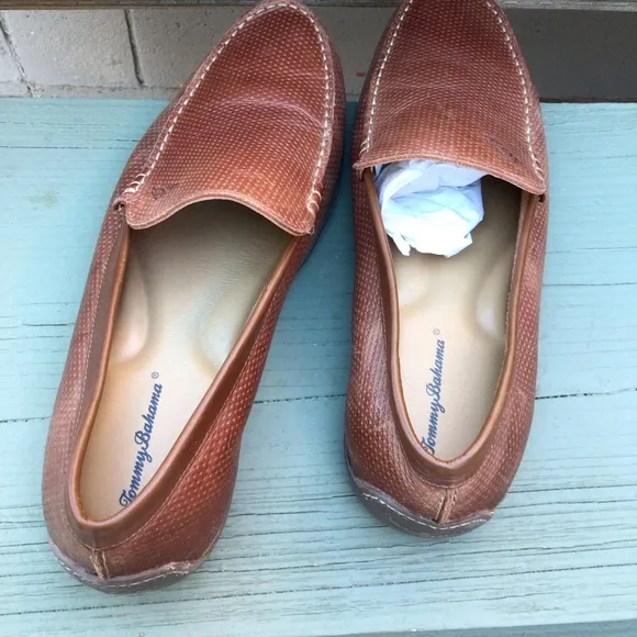 Tommy Bahama Loafers  Brown Leather Pre-Owned