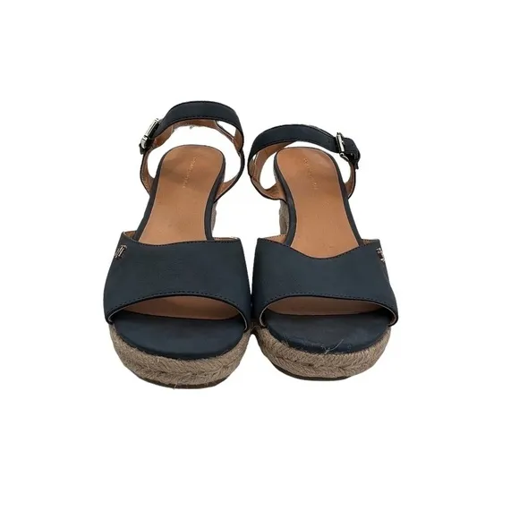 Tommy Hilfiger Blue TWGALLIE Espadrille Platform Wedge Sandals Size 9 Women’s
