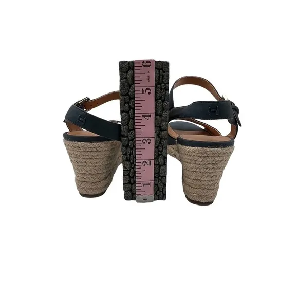 Tommy Hilfiger Blue TWGALLIE Espadrille Platform Wedge Sandals Size 9 Women’s