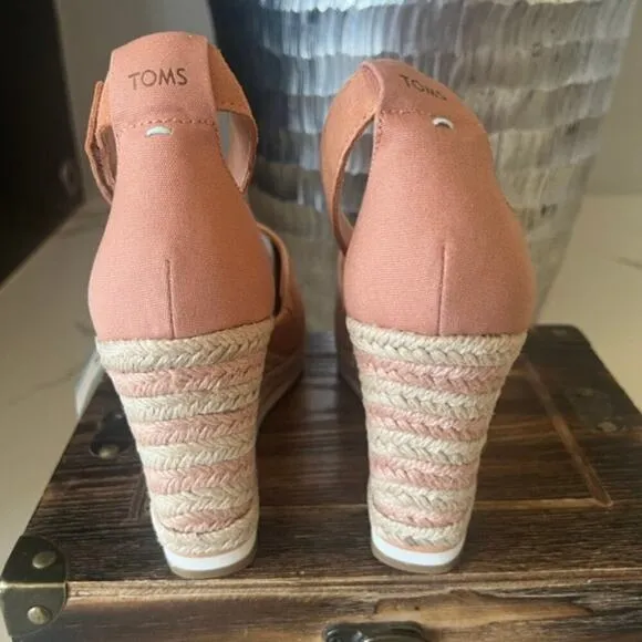 TOMS Marisol Espadrille Wedge Sandals in Sandy Beige Suede