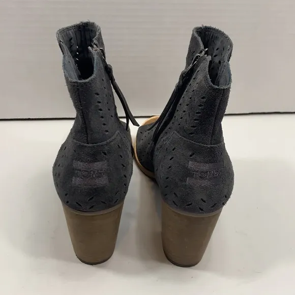 Toms suede perforated peep toe boots
