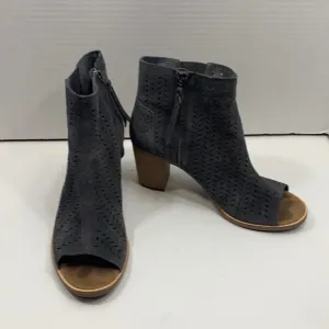 Toms suede perforated peep toe boots