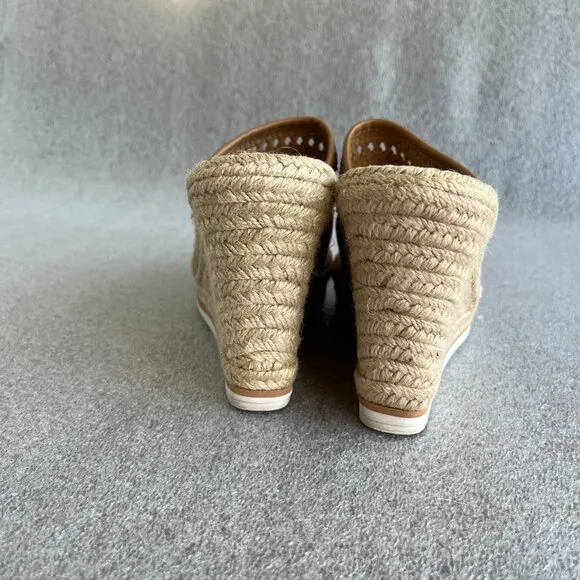 TOMS WOMEN'S MONICA MULE TAN WEDGE ESPADRILLE SANDAL SIZE 9