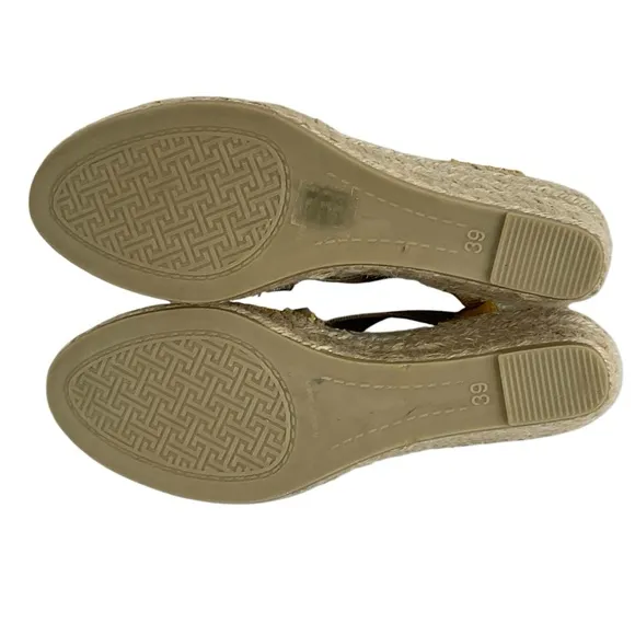 Toni Pons Breda-V Yellow Canvas Espadrille Wedge Sandals Size 39
