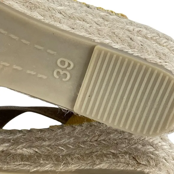 Toni Pons Breda-V Yellow Canvas Espadrille Wedge Sandals Size 39
