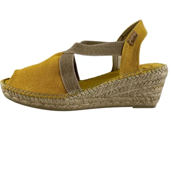 Toni Pons Breda-V Yellow Canvas Espadrille Wedge Sandals Size 39