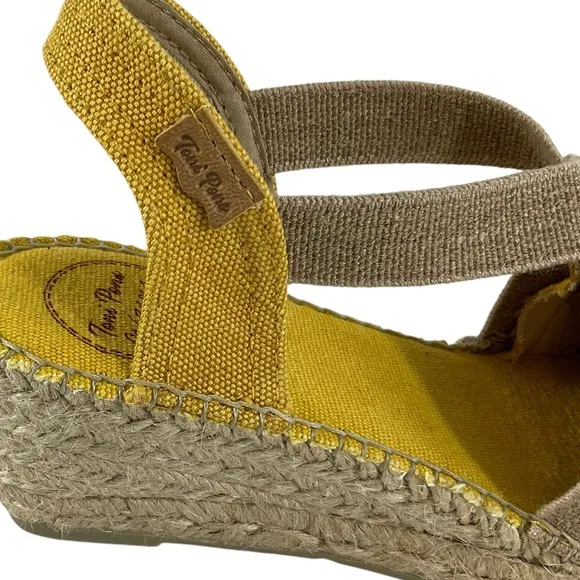 Toni Pons Breda-V Yellow Canvas Espadrille Wedge Sandals Size 39
