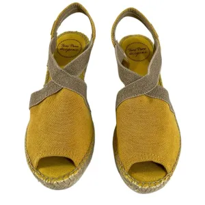 Toni Pons Breda-V Yellow Canvas Espadrille Wedge Sandals Size 39