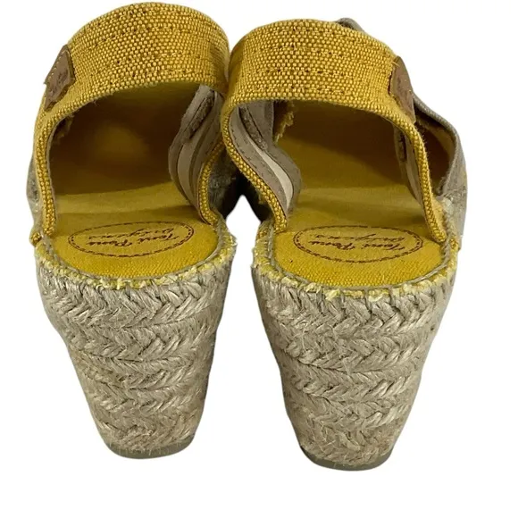 Toni Pons Breda-V Yellow Canvas Espadrille Wedge Sandals Size 39