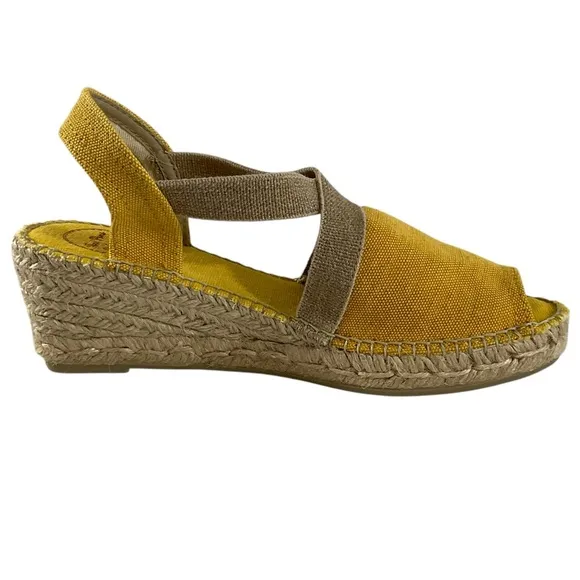 Toni Pons Breda-V Yellow Canvas Espadrille Wedge Sandals Size 39