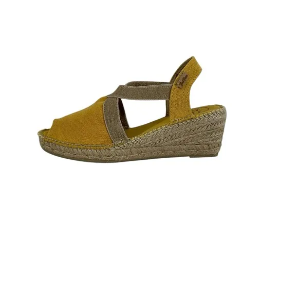 Toni Pons Breda-V Yellow Canvas Espadrille Wedge Sandals Size 39