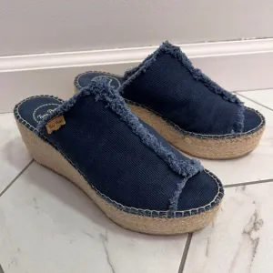 Toni Pons Navy Blue ITACA Espadrille Wedge Sandals Size 37