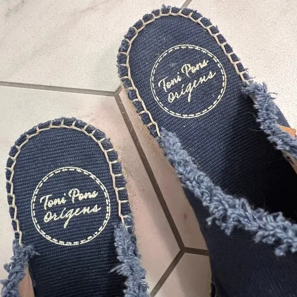 Toni Pons Navy Blue ITACA Espadrille Wedge Sandals Size 37