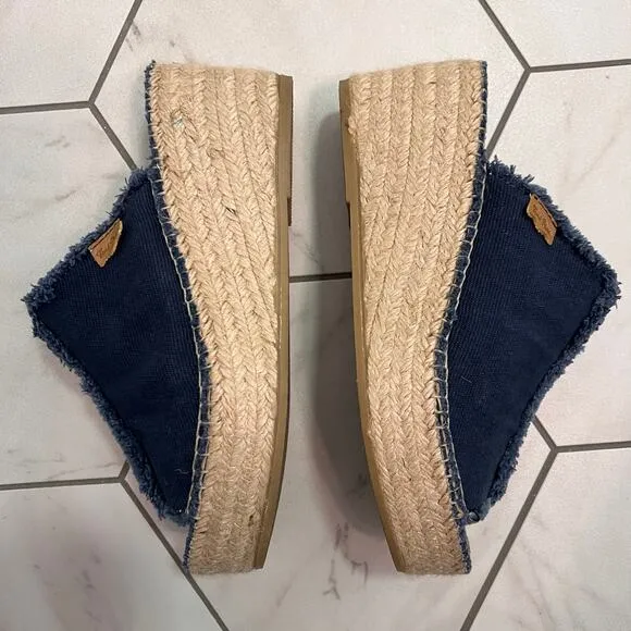 Toni Pons Navy Blue ITACA Espadrille Wedge Sandals Size 37